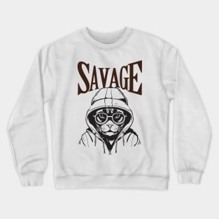 Savage cat design funny Crewneck Sweatshirt